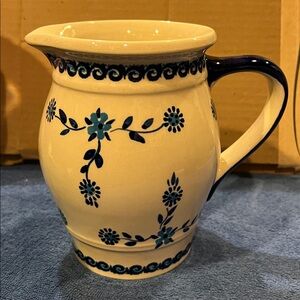Polish Pottery Floral Pitcher